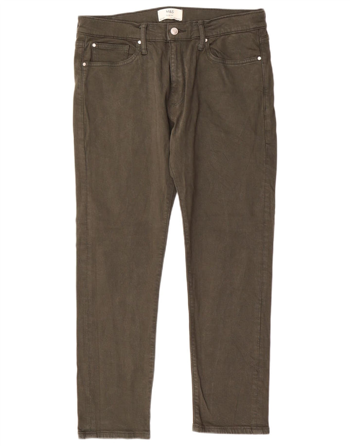 Marks & Spencer Herren Slim Jeans W34 L29 Khaki Baumwolle