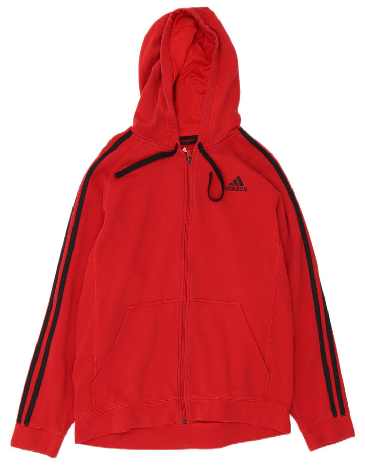 Adidas Herren-Kapuzenpullover mit Reißverschluss, mittelrote Baumwolle