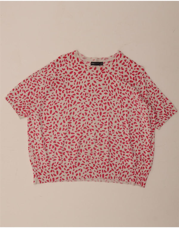 MARKS & SPENCER Damen-Pullover mit Rundhalsausschnitt, UK 20 2XL, rosa gepunktet