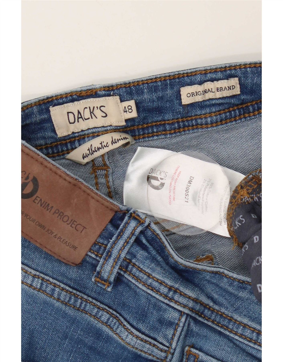 Dack's Herren Slim Jeans IT 48 Medium W32 L27 Blaue Baumwolle