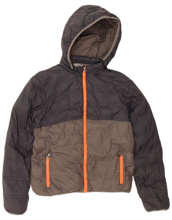 MICHAEL KORS Wattierte Jungenjacke mit Kapuze, 15–16 Jahre, graues Colourblock-Nylon