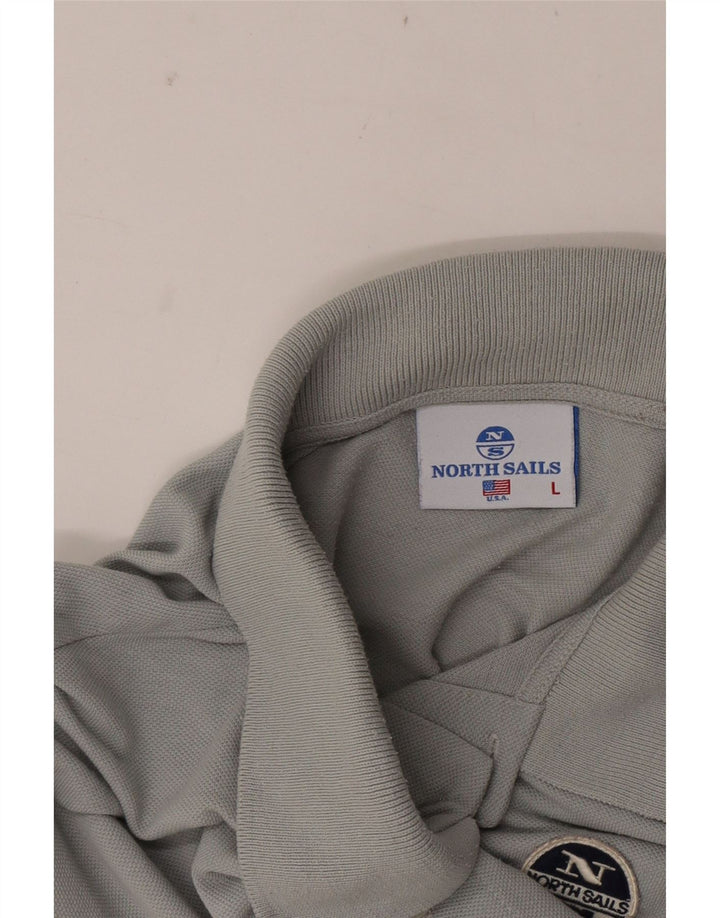North Sails Herren-Poloshirt, groß, Grau, Farbblock