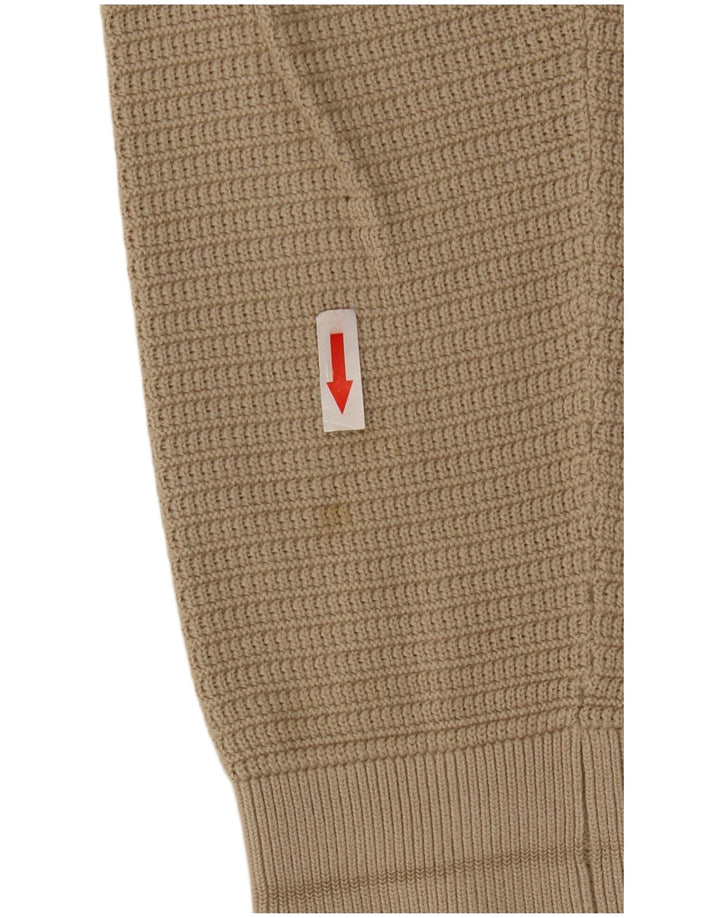 Cos Herren-Pullover mit U-Boot-Ausschnitt, Größe S, beige Baumwolle