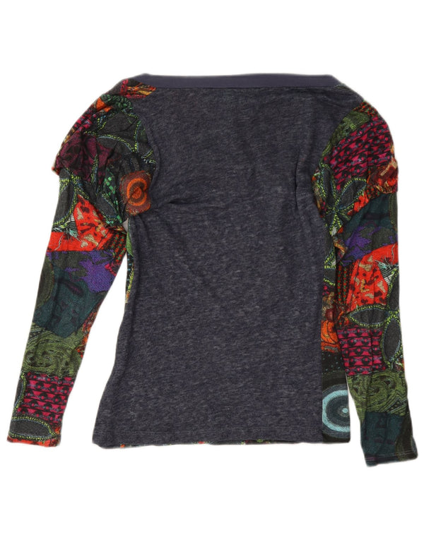 Desigual Damen Loose Fit Top Langarm UK 6 XS Mehrfarbig