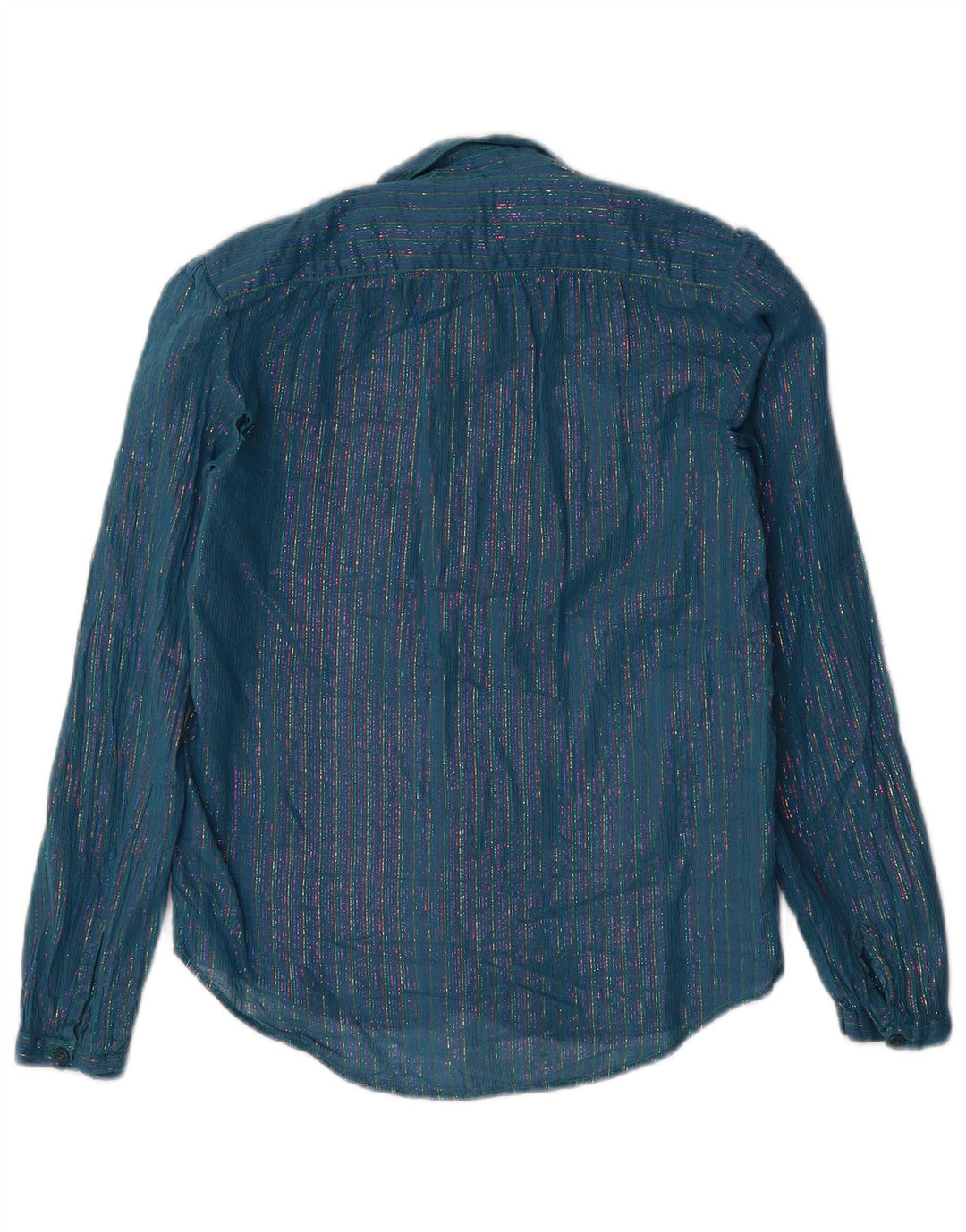 Vintage Damen Shirt IT 46 Groß blau gestreift Metallic