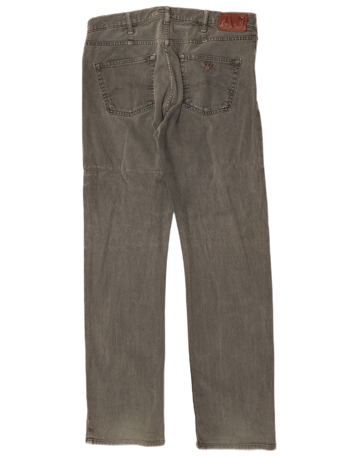 Armani Herren Straight Jeans W36 L34 Grüne Baumwolle