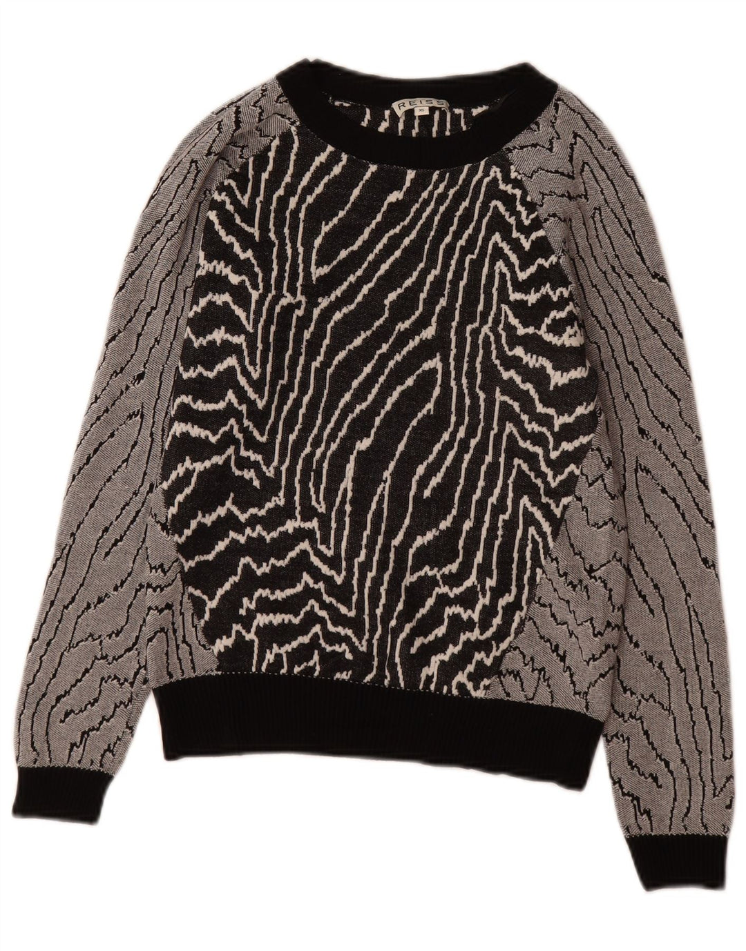 Reiss Damen-Sweatshirt mit abstraktem Muster, Gr. 6, XS, schwarze Viskose