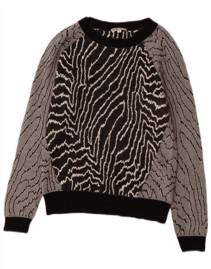 Reiss Damen-Sweatshirt mit abstraktem Muster, Gr. 6, XS, schwarze Viskose