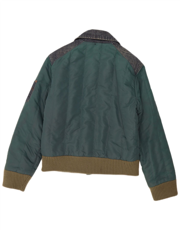 Energie Herren Bomberjacke UK 38 Mittelgrünes Colourblock-Polyester