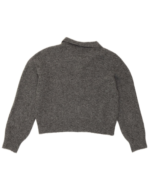 Zara Damen Crop Polo Neck Pullover Pullover UK 10 Small Grau meliert