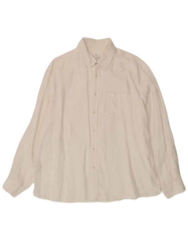 Marks & Spencer Herren Blue Harbor Hemd XL Weiß Leinen