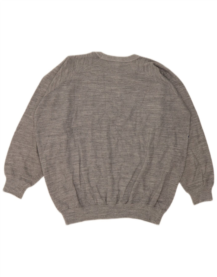Vintage Herren-Sweatshirt mit Grafik, mittelgrau gefleckte Baumwolle