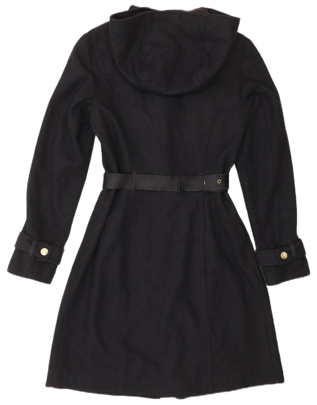 CARACTERE Damen Dufflecoat mit Kapuze UK 10 Small Marineblaue Wolle