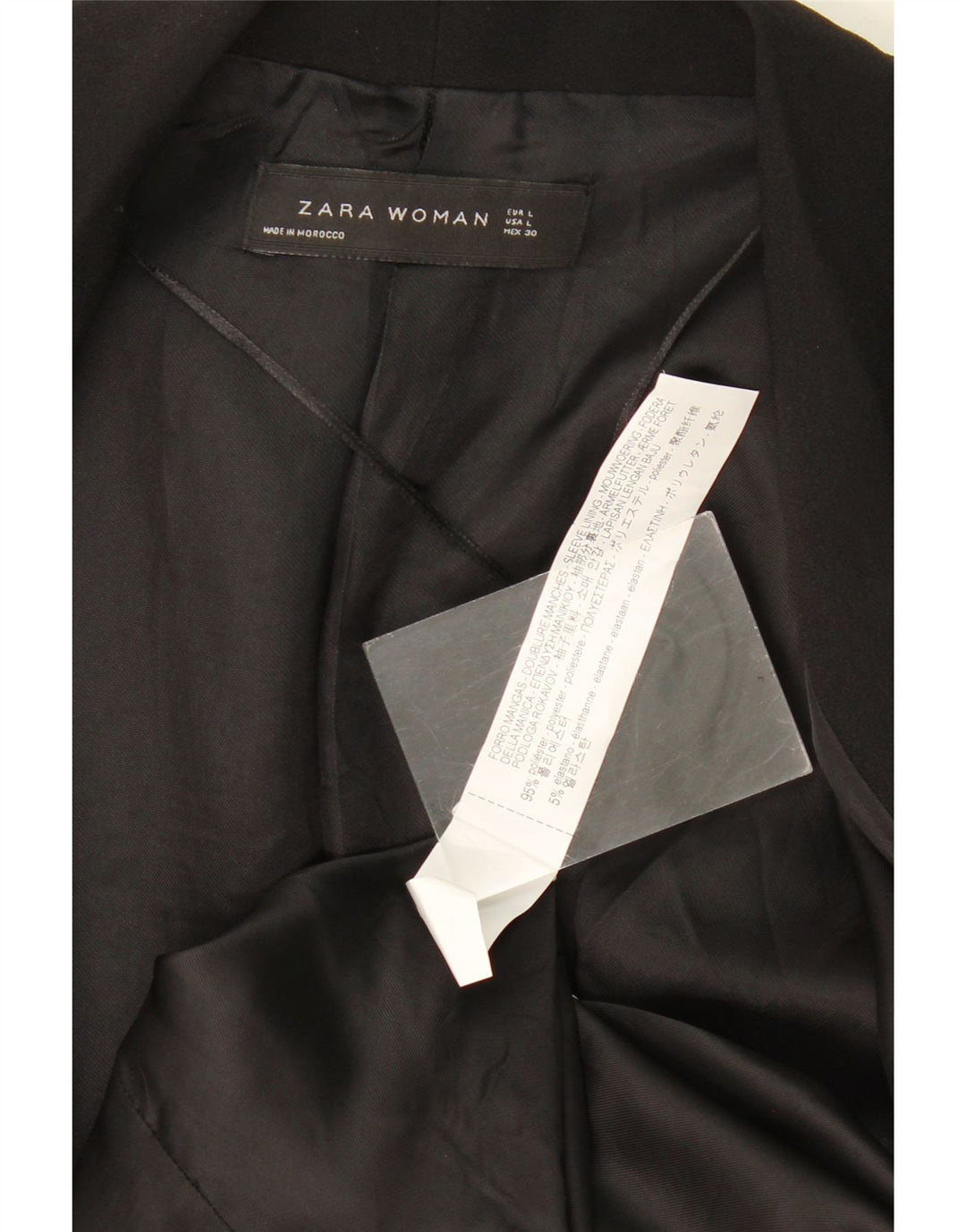 Zara Damen-Blazer mit 3/4-Ärmeln, offen, Gr. 14, Schwarz, Polyester