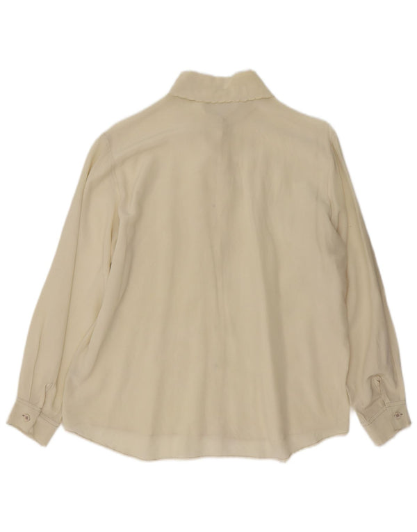 Vintage-Damen-Langarmshirt mit normaler Passform, UK 14, Mittel, gebrochenes Weiß