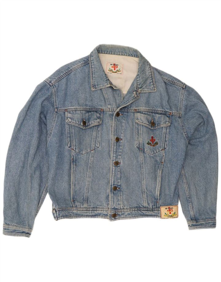 Quarry Herren-Jeansjacke mit Grafik, UK 38, mittelblaue Baumwolle
