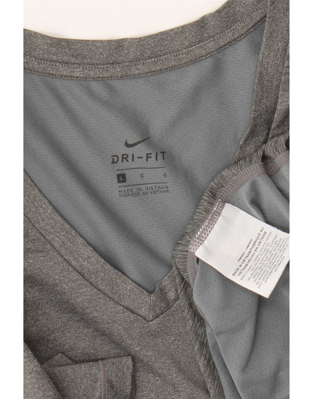 Nike Damen Dri Fit T-Shirt Top UK 14 Large Grau Polyester