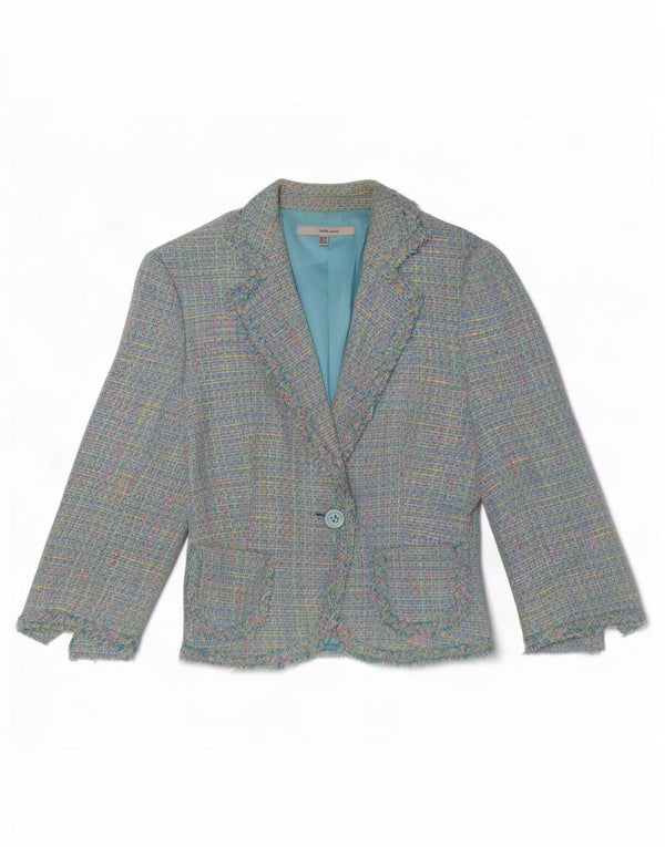 Zara Damen-Blazerjacke mit 3/4-Ärmeln, EU 38, klein, mehrfarbig, kariert