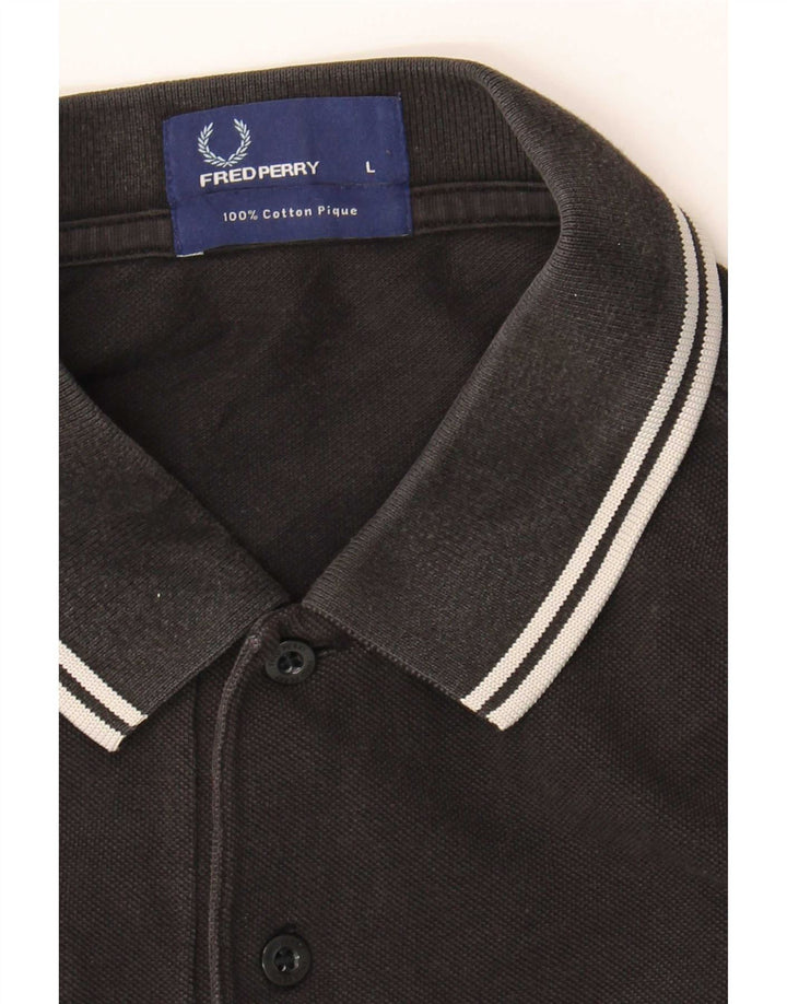 Fred Perry Herren-Poloshirt, groß, schwarz gestreift, Baumwolle