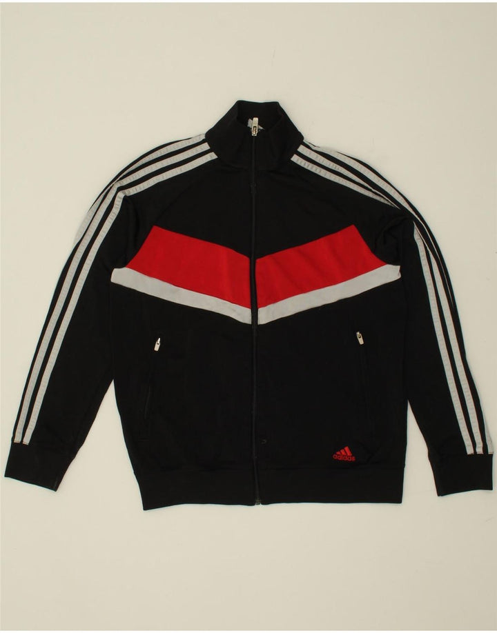 ADIDAS Boys Tracksuit Top Jacket 13-14 Years Black Colourblock Polyester Vintage Adidas and Second-Hand Adidas from Messina Hembry 