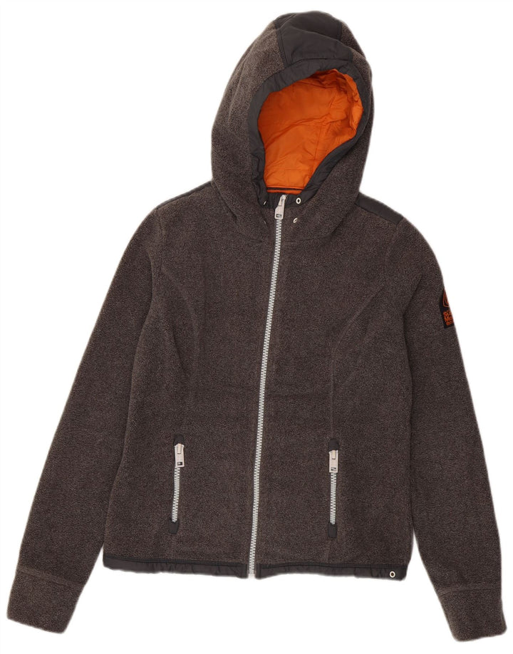 SUPERDRY Damen-Wander-Fleecejacke mit Kapuze, UK 10, Größe S, Grau, Polyester