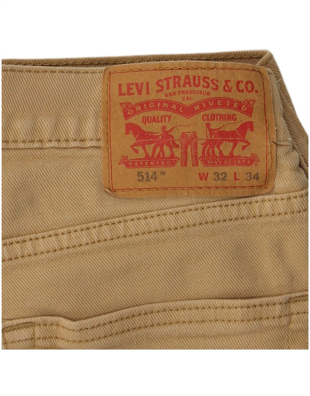 LEVI'S Herren 514 Straight Casual Hose W32 L31 Beige Baumwolle