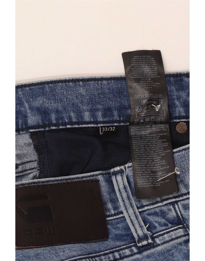 G-Star Herren 3301 Distressed Slim Jeans W33 L32 Blaue Baumwolle