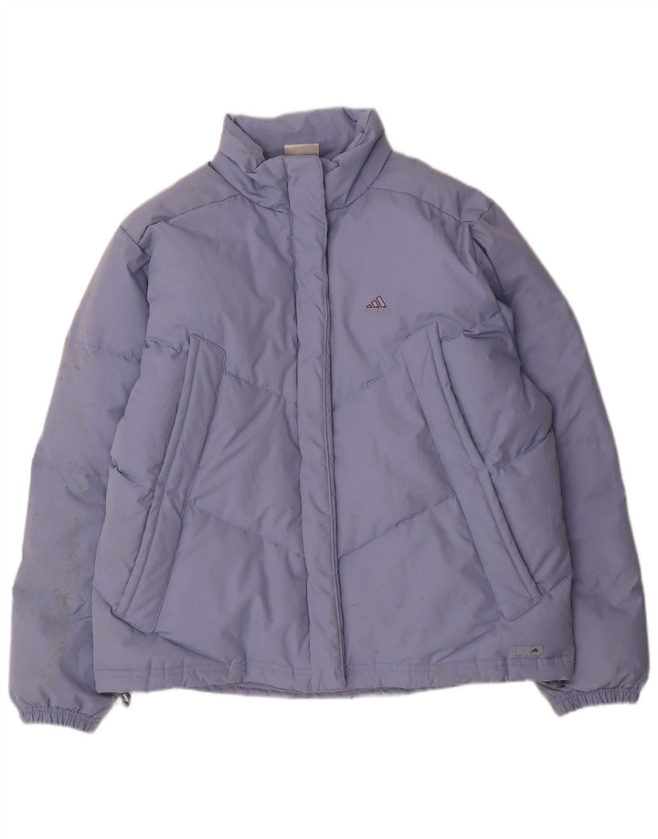 Adidas Damen Übergroße gepolsterte Jacke UK 14 Large Blau Polyester