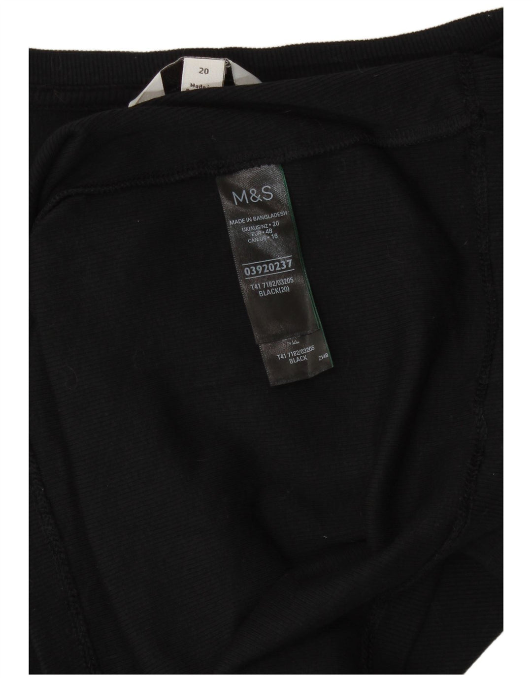 Marks & Spencer Damen Top Langarm UK 20 2XL Schwarz Baumwolle