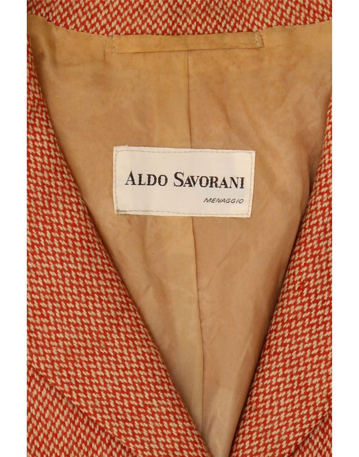 Aldo Savorani Damen 3-Knopf-Blazerjacke UK 12 Mittelrosa Fischgrätenmuster
