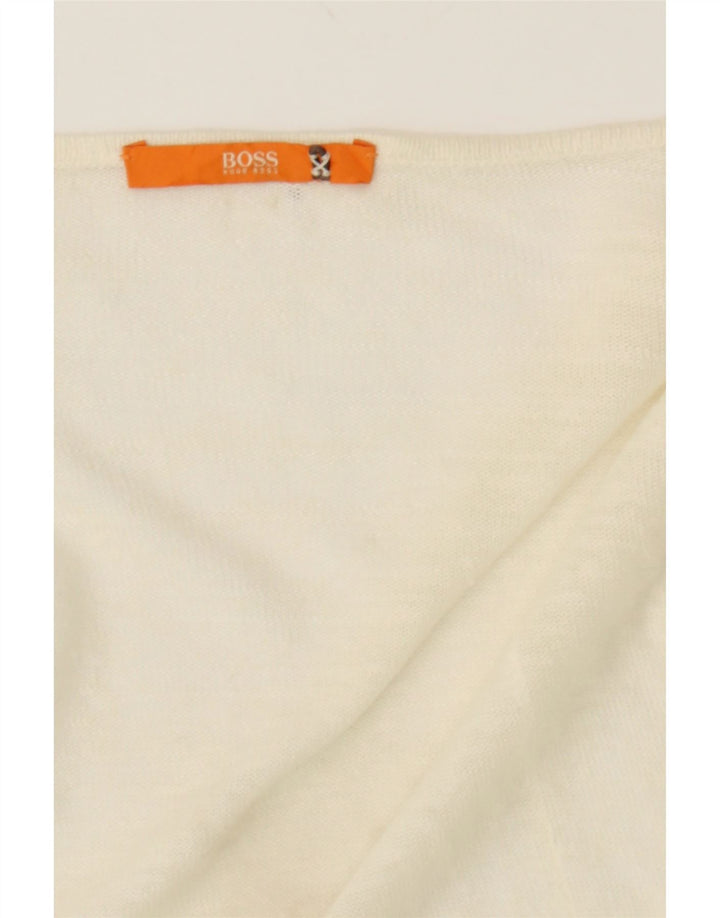 HUGO BOSS Womens Open Cardigan Sweater UK 12 Medium Off White Classic Vintage Hugo Boss and Second-Hand Hugo Boss from Messina Hembry 