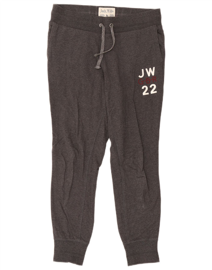 Jack Wills Damen-Trainingshose mit Grafik, Jogginghose, UK 12, Mittelgrau