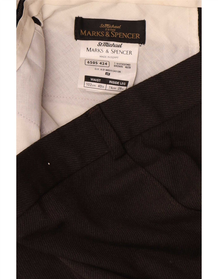 Gerade Herren-Anzughose von Marks & Spencer, W40, L29, braun, Polyester