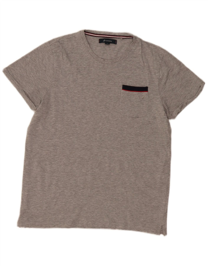 Kangol Herren-T-Shirt-Oberteil, groß, grau gesprenkelte Baumwolle