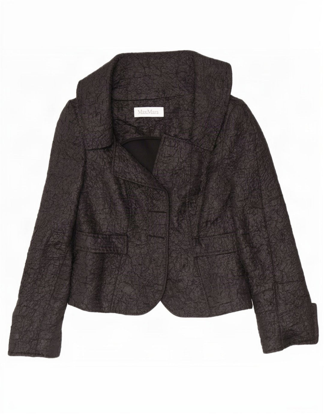 Max Mara Damen Crop Open Blazer Jacke UK 12 Medium Schwarz Polyester