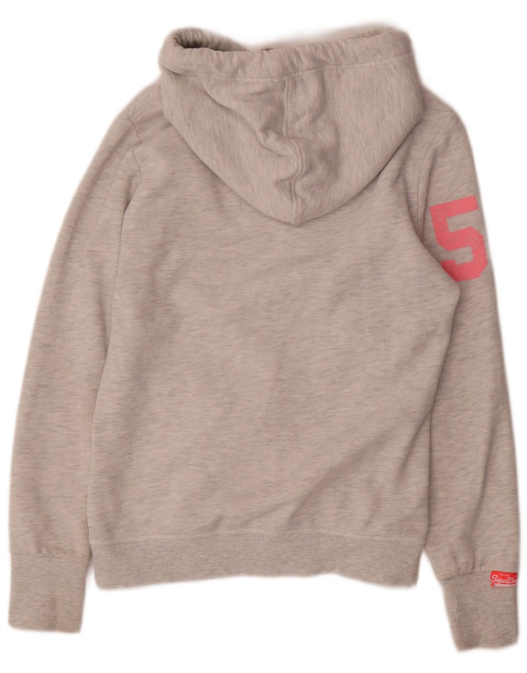 SUPERDRY Damen-Kapuzenpullover mit Grafik, UK 10, Größe S, Grau, Baumwolle