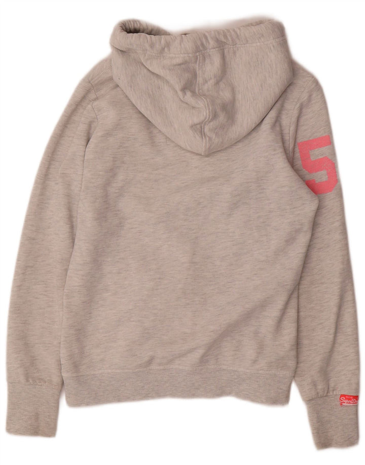 SUPERDRY Damen-Kapuzenpullover mit Grafik, UK 10, Größe S, Grau, Baumwolle