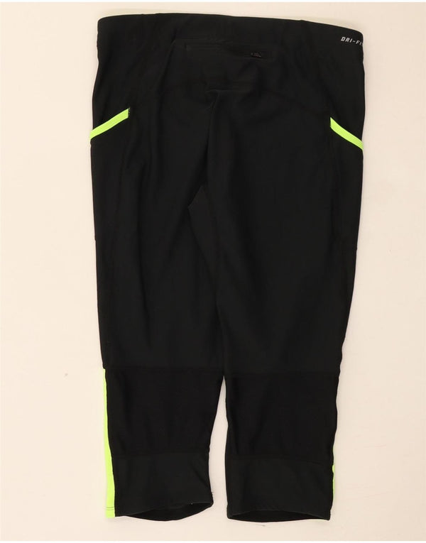 Nike Damen Dri Fit Capri-Leggings UK 12 Mittelschwarzes Colourblock-Polyester
