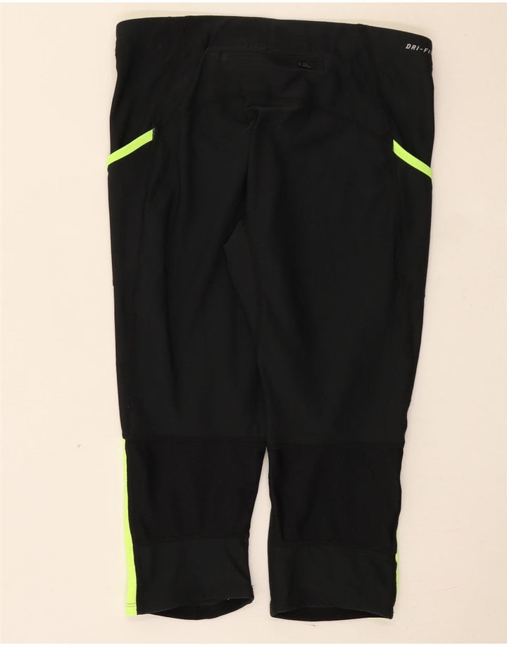 Nike Damen Dri Fit Capri-Leggings UK 12 Mittelschwarzes Colourblock-Polyester