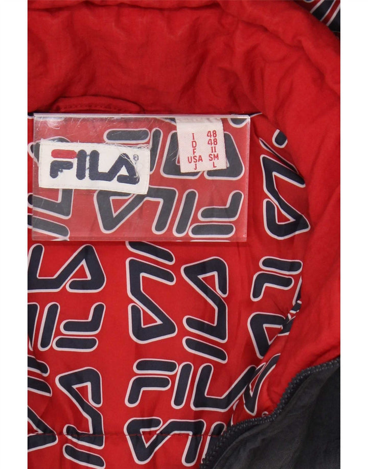 Fila Herren-Windbreakerjacke mit Kapuze, Größe 48, Mittelblau, Farbblock