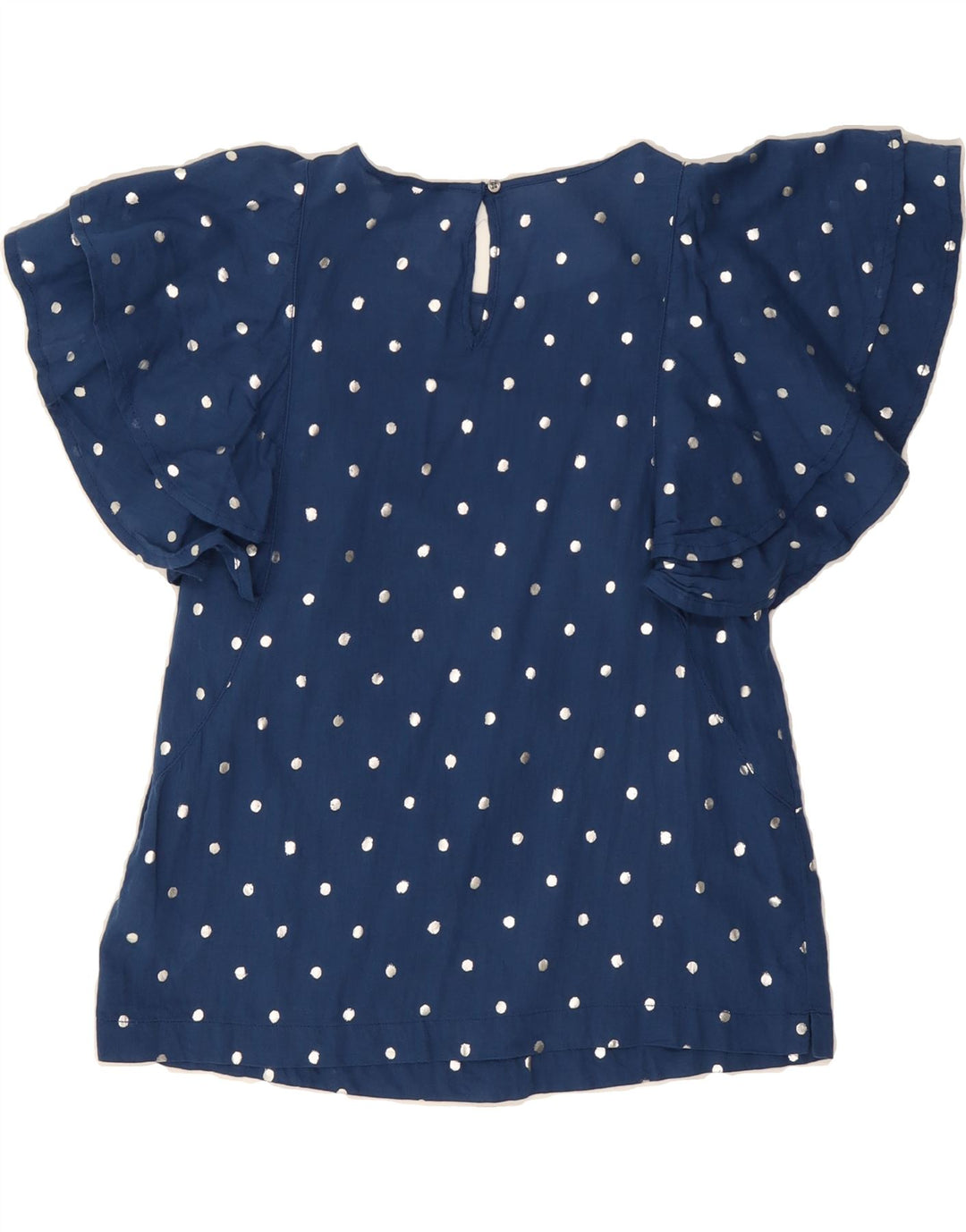 J. CREW Womens Blouse Top UK 2 2XS Navy Blue Spotted Cotton Vintage J. Crew and Second-Hand J. Crew from Messina Hembry 