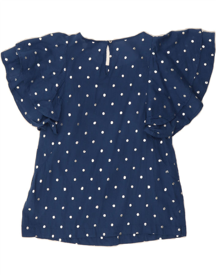 J. CREW Womens Blouse Top UK 2 2XS Navy Blue Spotted Cotton Vintage J. Crew and Second-Hand J. Crew from Messina Hembry 