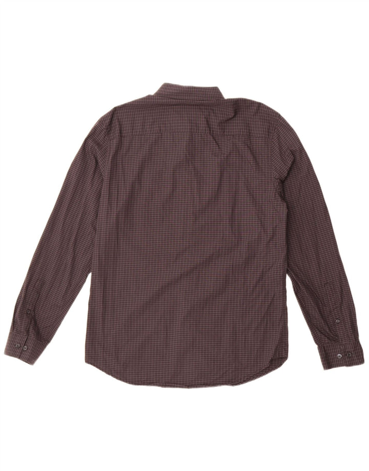 Calvin Klein Herren-Slim-Fit-Hemd aus mittelgrauer Karo-Baumwolle