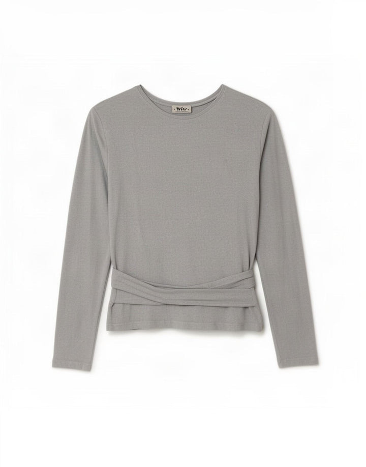 Zara Damen Top Langarm UK 14 Große graue Viskose