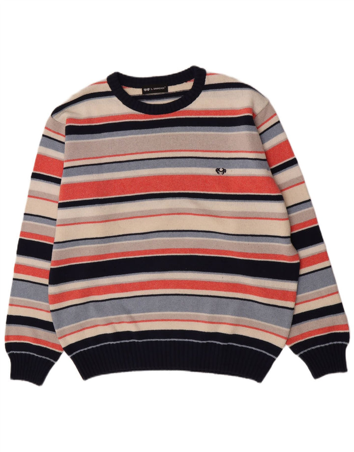Il Granchio Herren-Pullover mit Rundhalsausschnitt, groß, mehrfarbig gestreift