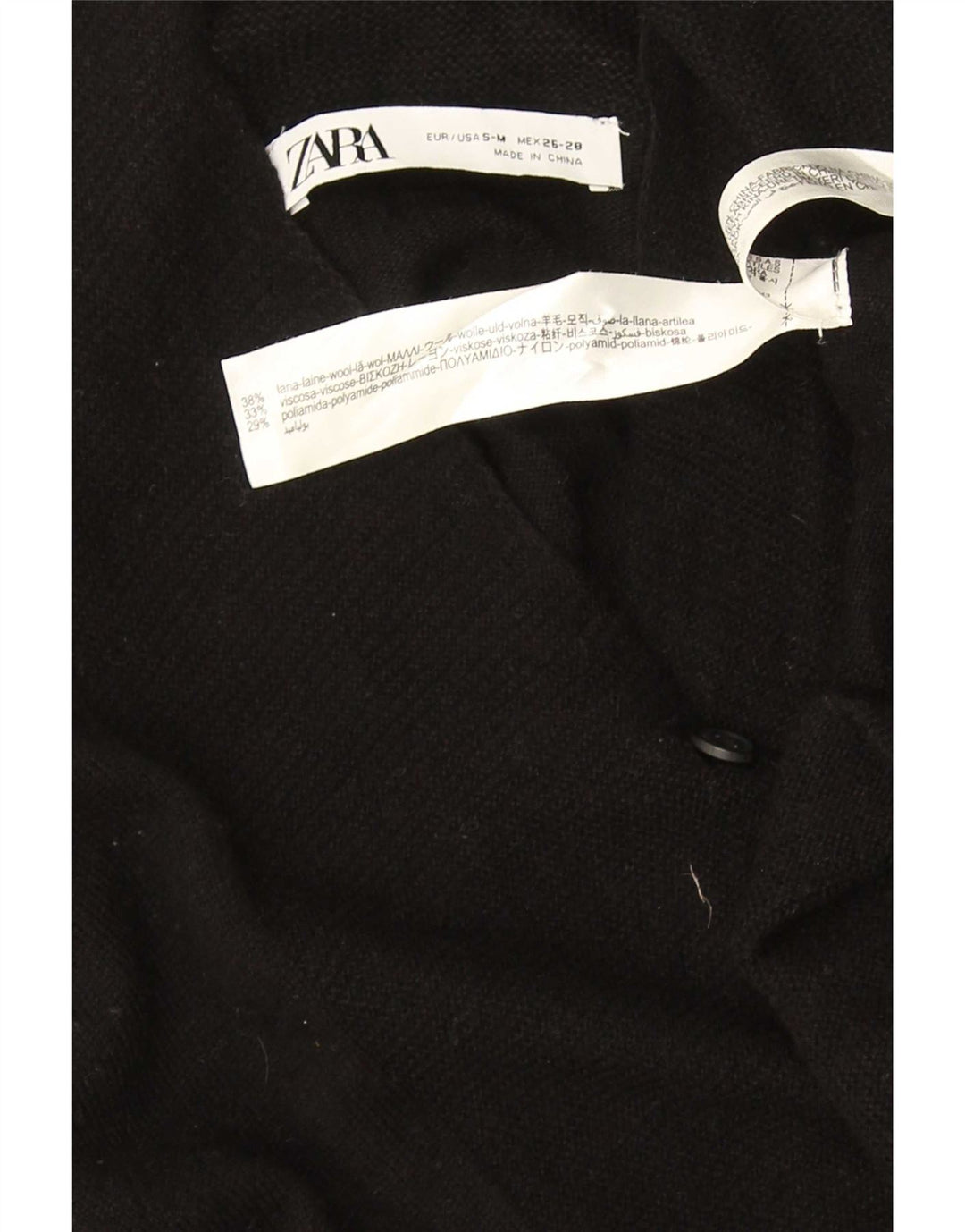 Zara Damen-Strickjacke in Übergröße, Gr. 10, Größe S, schwarze Wolle