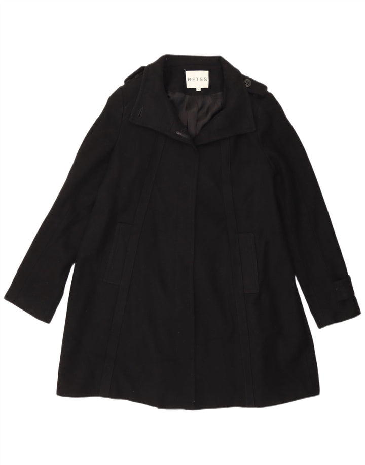 Reiss Damen-Militärmantel UK 12 aus mittelschwarzer Wolle