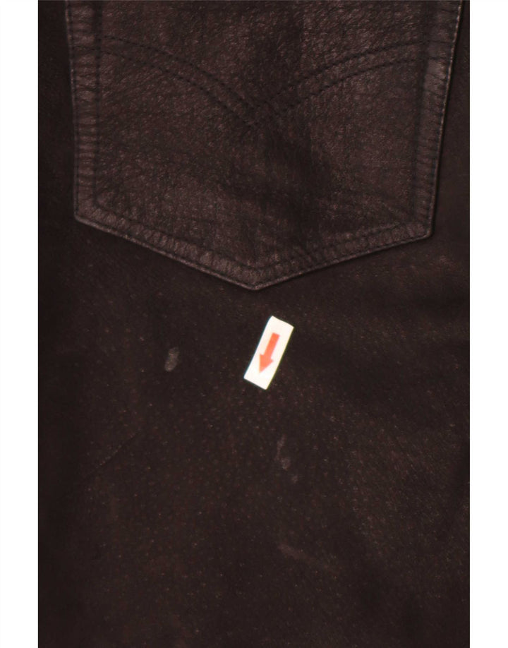 Vintage Herren gerade Lederhose W30 L32 Schwarz