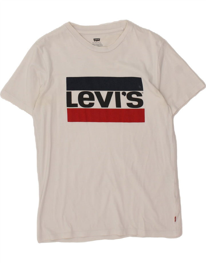 LEVI'S Mens Graphic T-Shirt Top Small White Vintage Levi's and Second-Hand Levi's from Messina Hembry 
