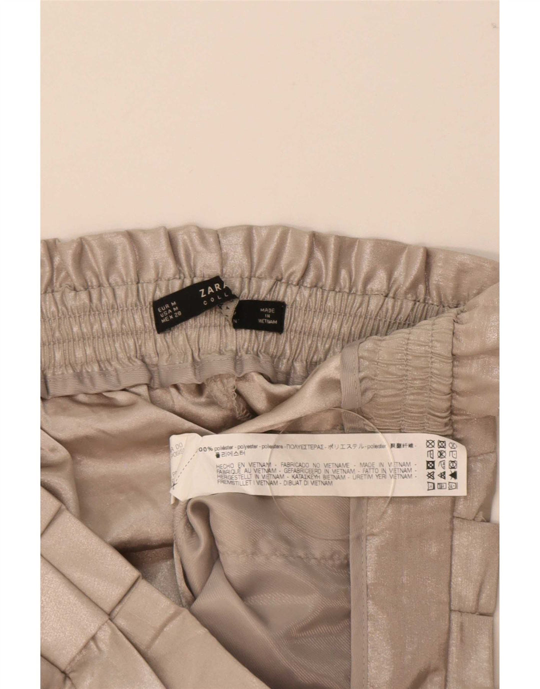 Zara Damen-Caprihose mit hoher Taille, mittelgroß, W28, L21, beige, Polyester